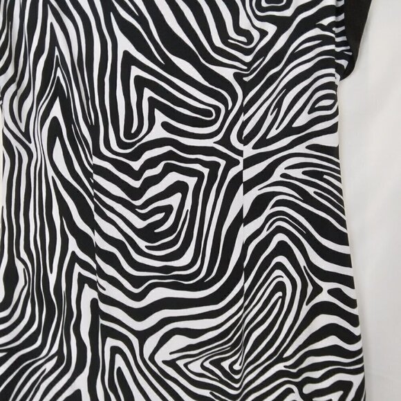 Chico's | Zebra Sheath Dress Black White Stretch | Size L (12) - Picture 6 of 7